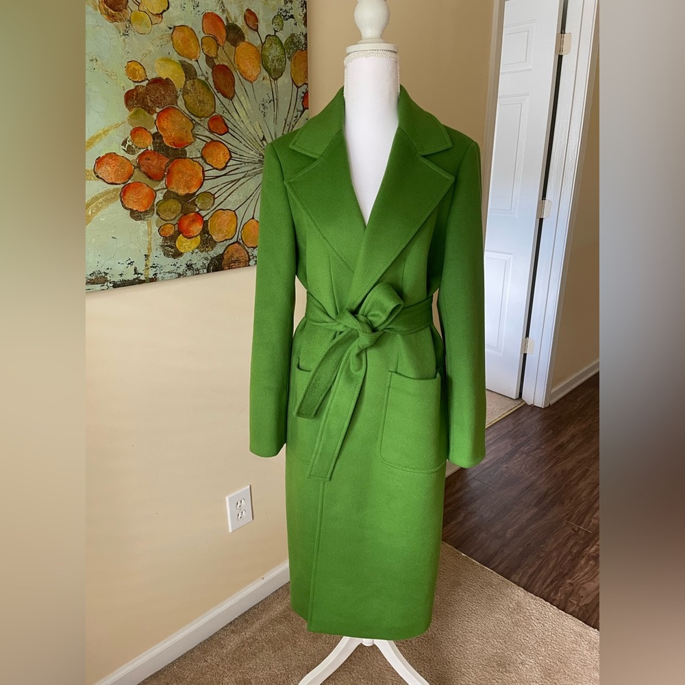 Max&Co. Green Long Belted Women's Coat Dress